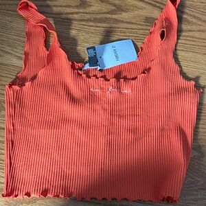 Forever 21 Vibrant Orange Ribbed Crop Top